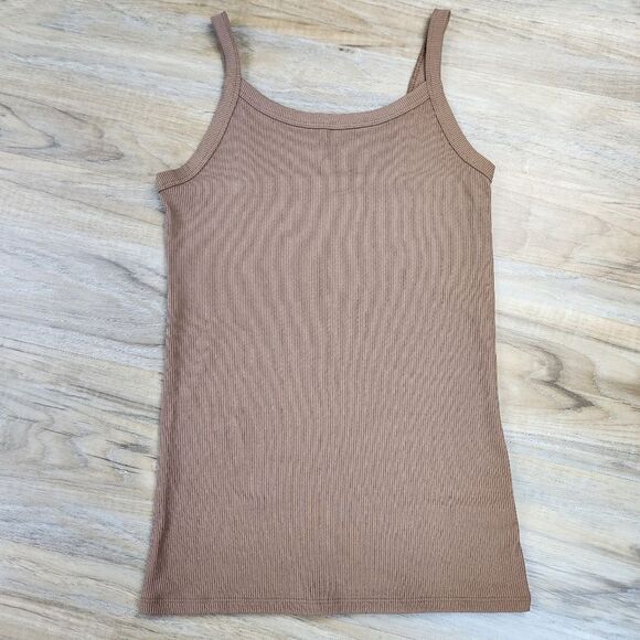 🩵NWT Tierra Brown Ribbed Scoop Neck Sleeveless Top Small - Picture 3 of 12